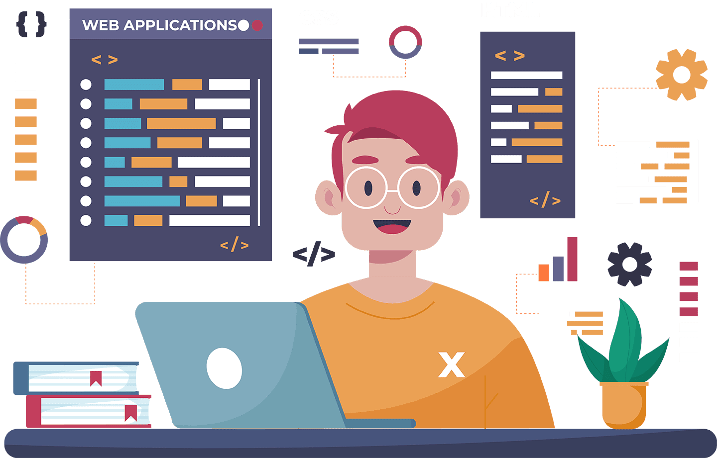 Web application color ful vector image with transparent background